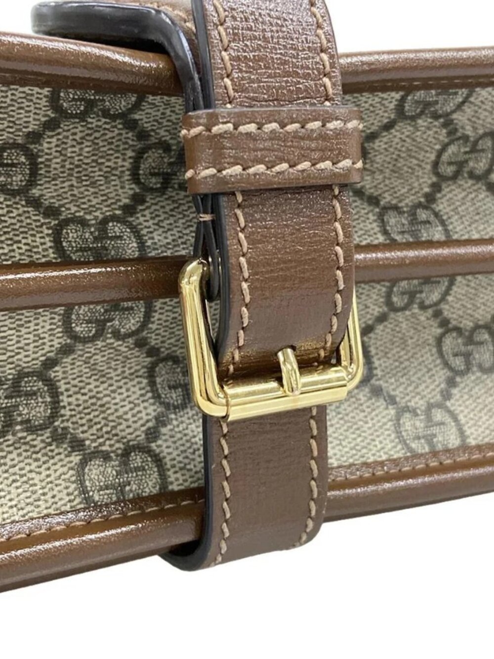 GUCCI GG Supreme, Interlocking G 671620 Beige Dark Brown PVC - Shoulder Bag - Picture 10 of 15